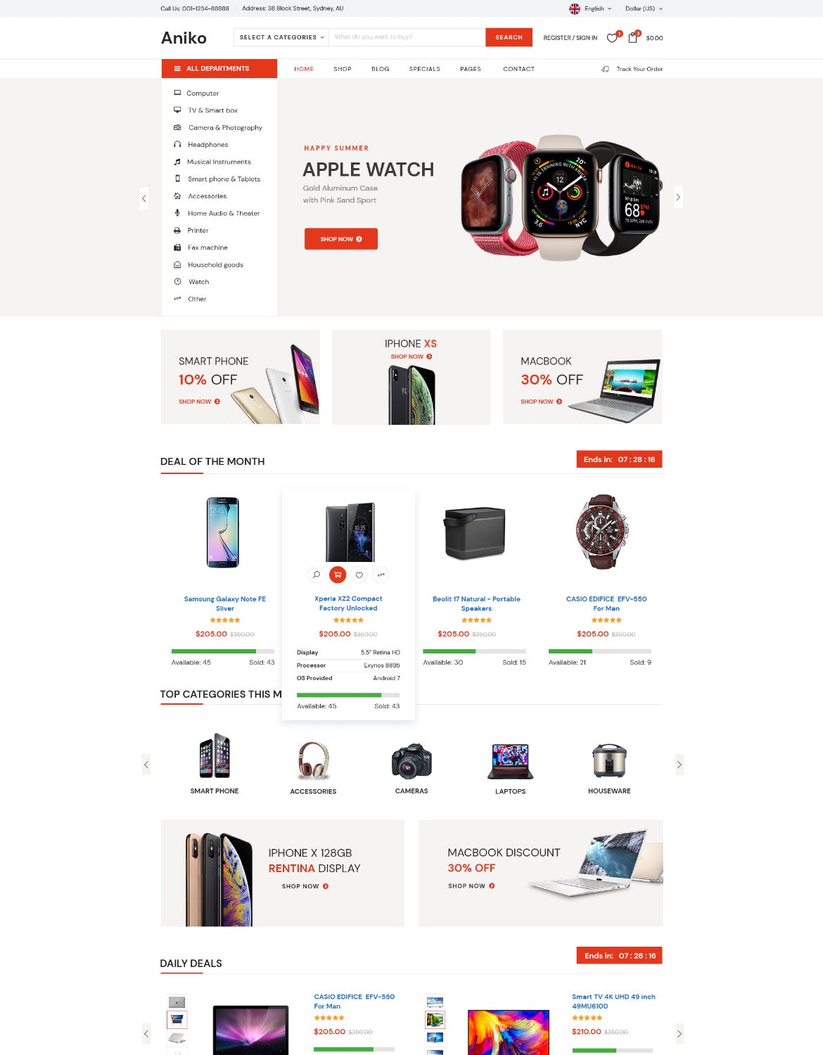 多用途数码电子网上商城设计PSD模板 Aniko | Multipurpose Electronics eCommerce PSD插图(2)