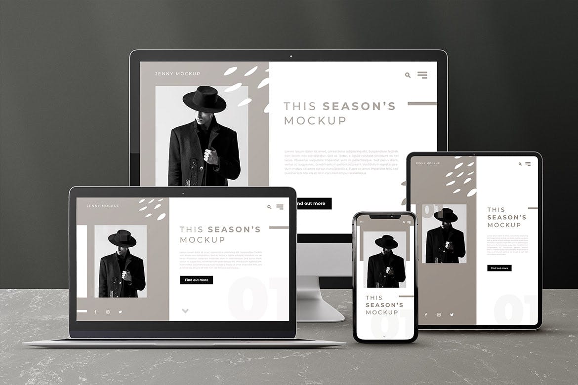 响应式网页设计多设备预览样机PSD模板 Modern Device Mockups插图(6)