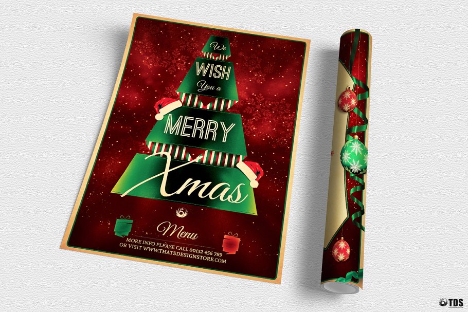 圣诞聚餐菜单PSD模板v7 Christmas Menu PSD V7插图(2)