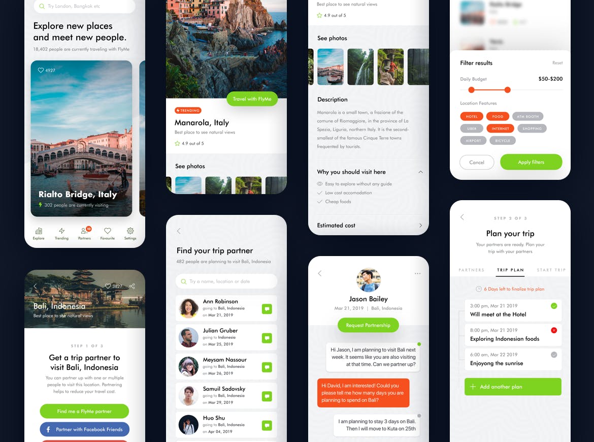 旅游主题APP应用交互界面设计UI套件 Travel App UI Kit插图(1)