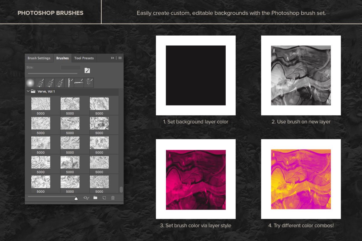 创意抽象纹理系列：15款3D混合油漆纹理&PS笔刷 Verve, Vol. 1 (Exclusive)插图(2)