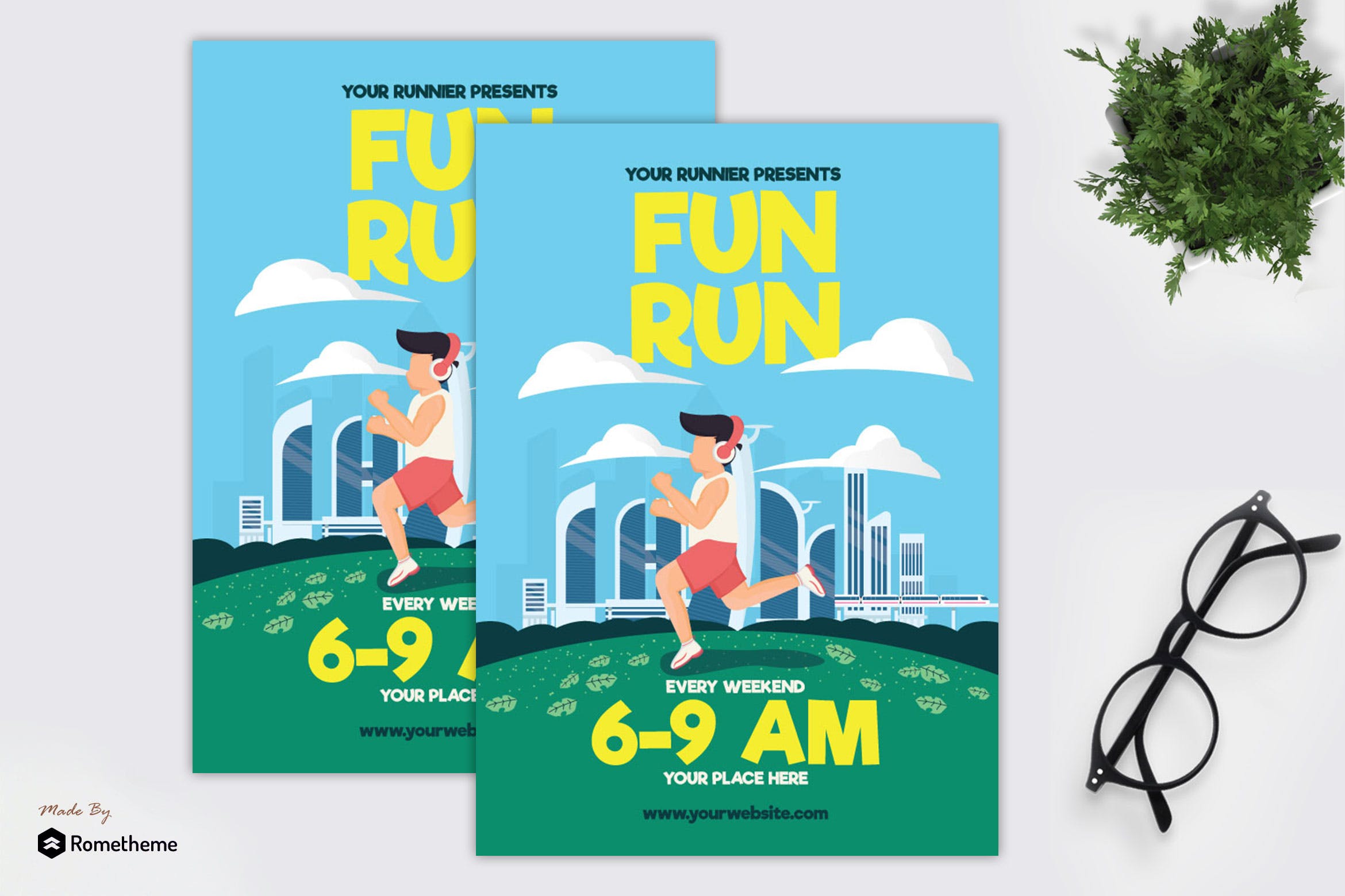 乐跑计划主题活动海报传单素材库精选PSD模板 Fun Run – Flyer GR插图