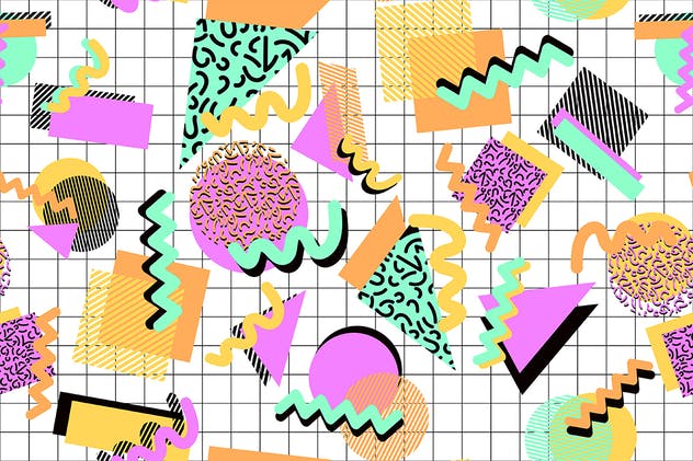 无缝复古时尚多彩印花图案 Seamless Retro Shapes Patterns插图(8)