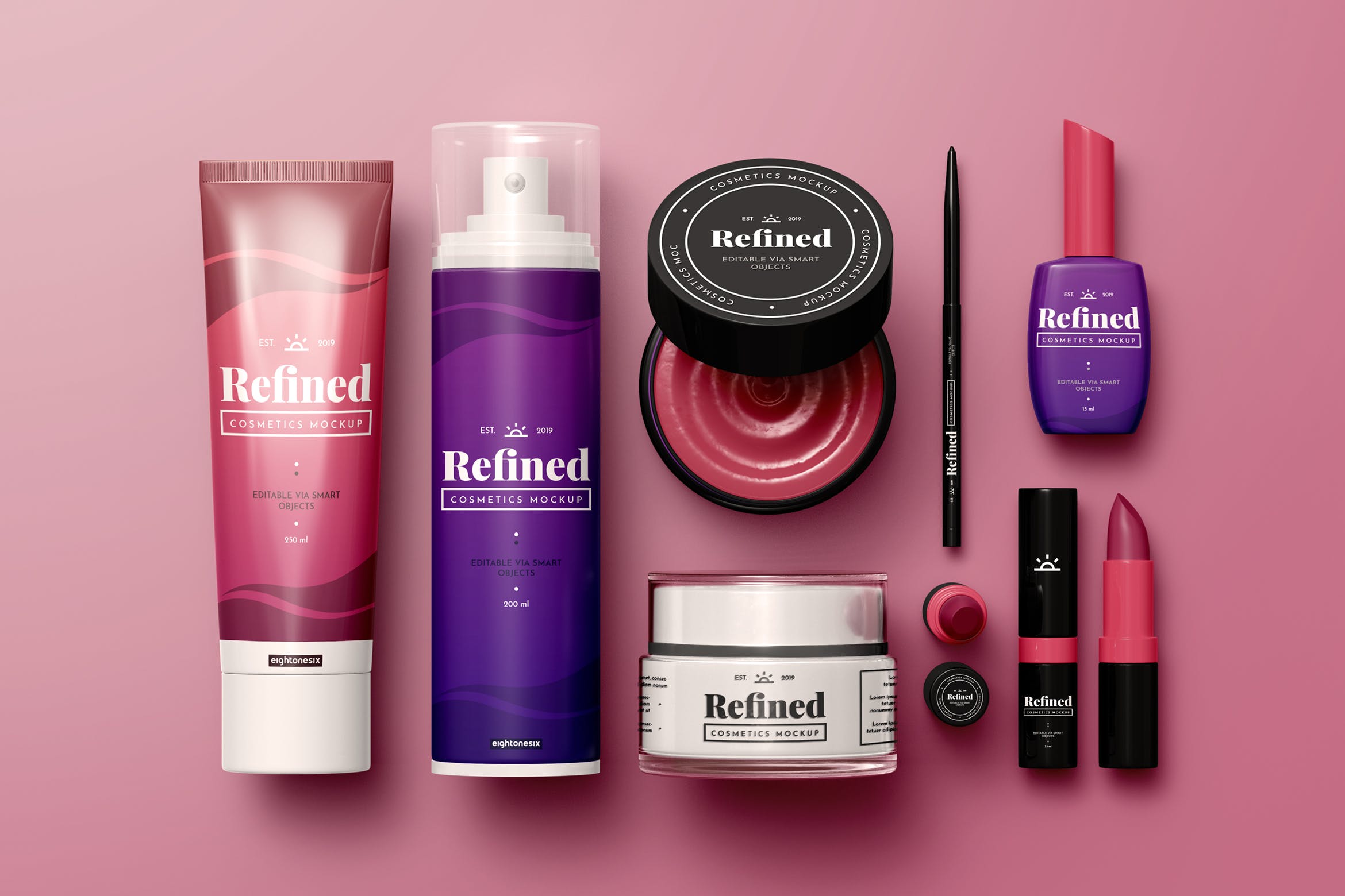 化妆品套装外包装设计样机模板 Cosmetic Pack Mock-Up Template插图