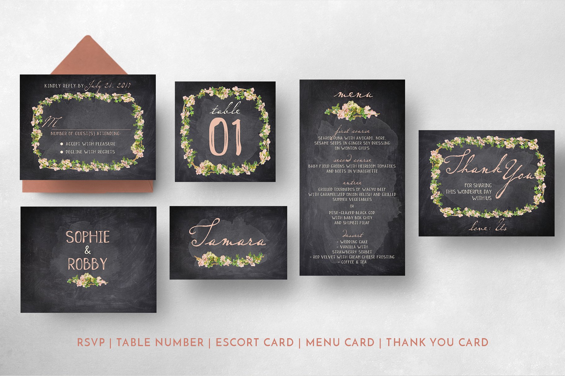 复古风格花卉婚礼设计套件 Vintage Flower Wedding Suite插图(5)