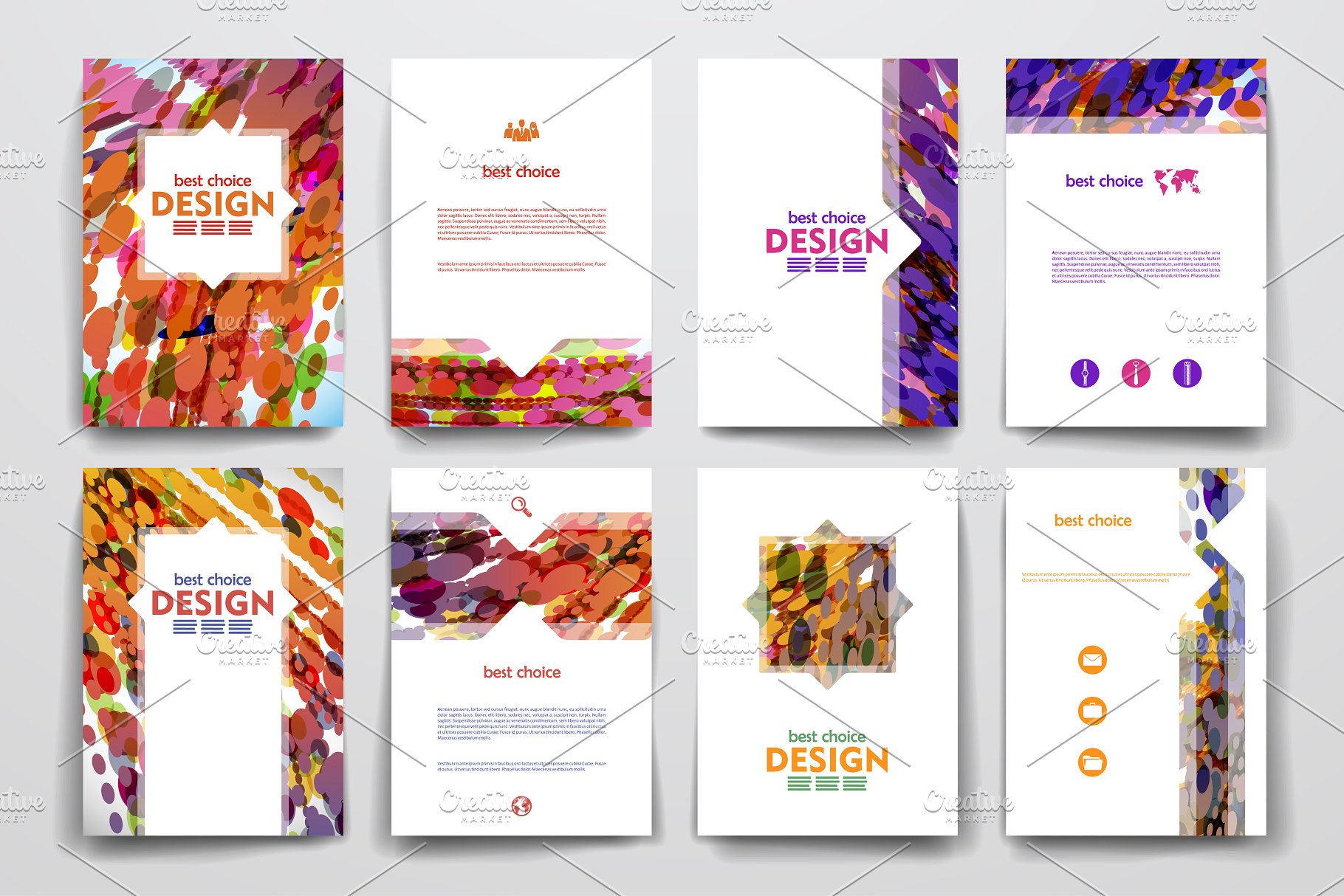 抽象背景小册子模板 Set of Beautiful Brochures插图