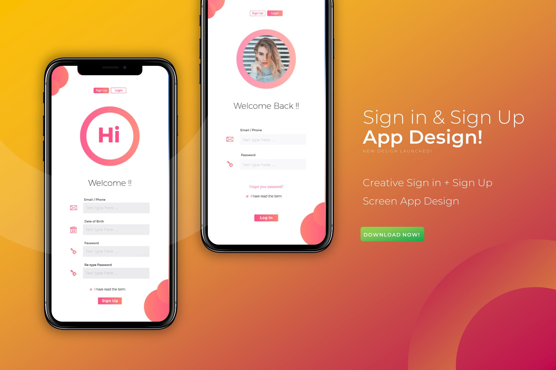 现代设计风格APP应用注册登录交互界面设计素材库精选模板 Modern Login & Sign Up | App Template插图