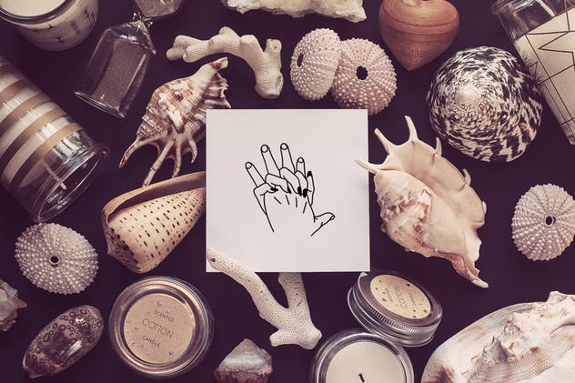 复古工作室场景顶视图样机 Vintage Atelier Top View Mockups插图(4)