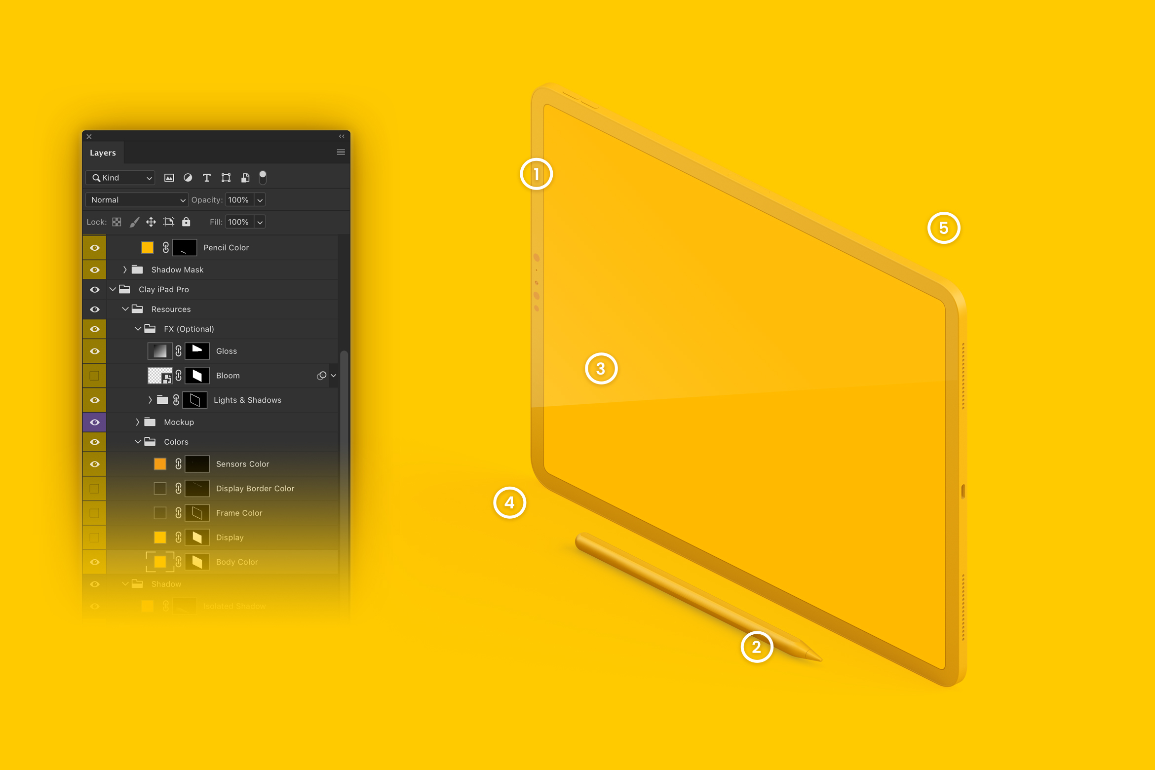 iPad Pro黏土陶瓷材质平板电脑屏幕演示左视图样机03 Clay iPad Pro 12.9 Mockup, Isometric Left View 03插图(5)