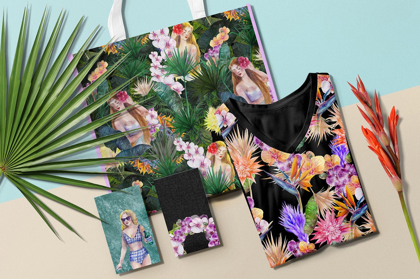 热带夏季主题水彩手绘图案套装 Tropical summer watercolor set插图(7)