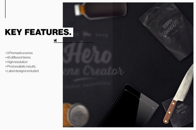 厨房必需品巨无霸场景样机模板 Hero Kitchen Essentials Mockup Creator插图(7)