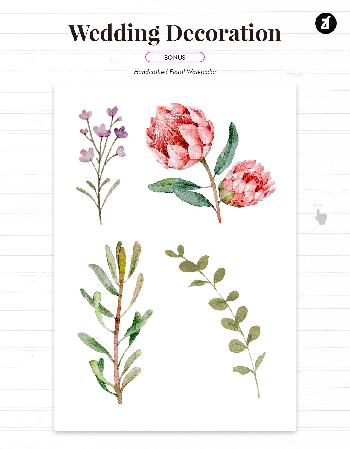 水彩手绘花卉婚礼婚宴邀请平面设计素材 Floral Hand-drawn Watercolor Wedding Invitation插图(3)