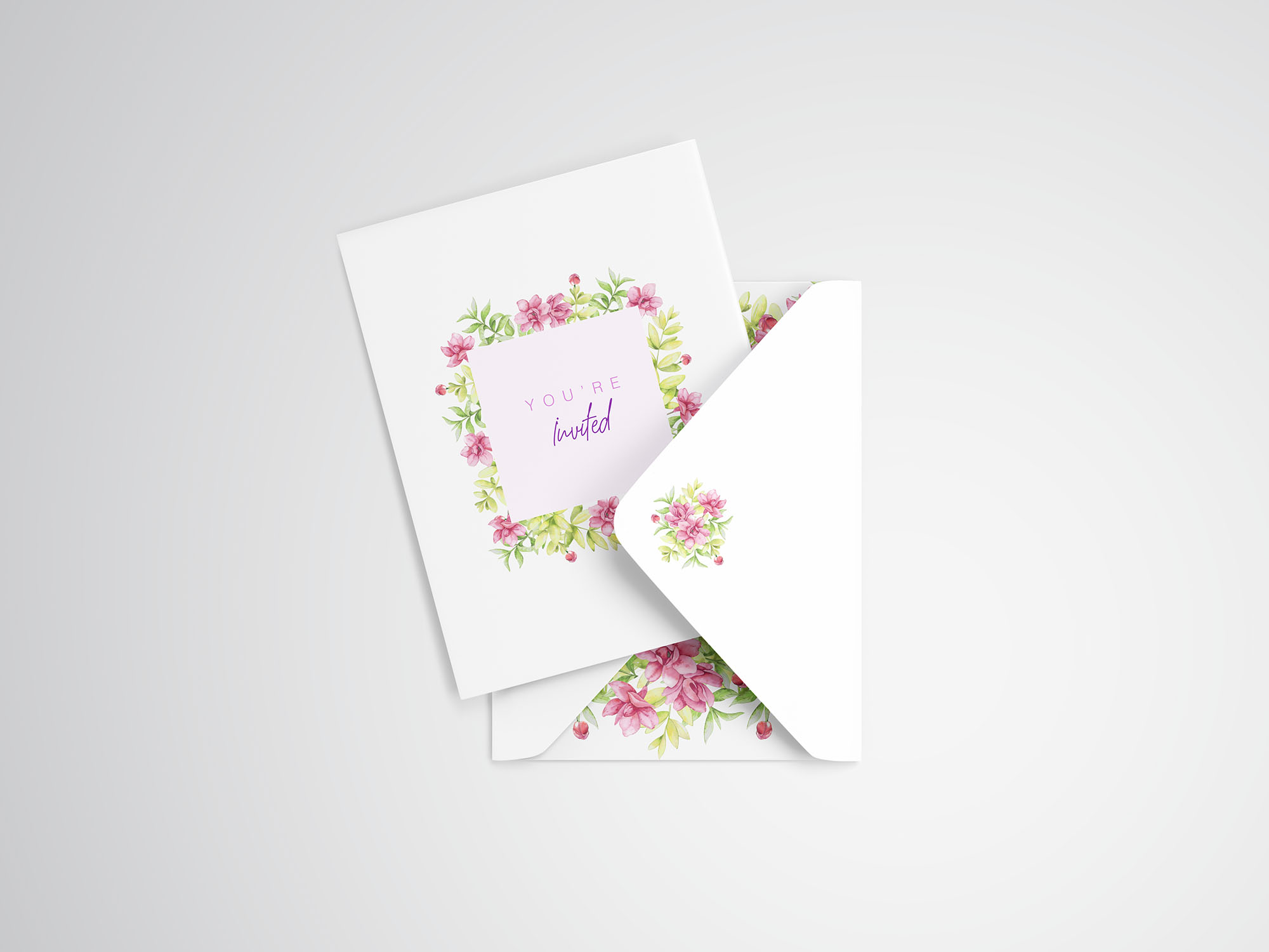 邀请卡&信封外观设计样机模板 Invitation Card Mockup插图