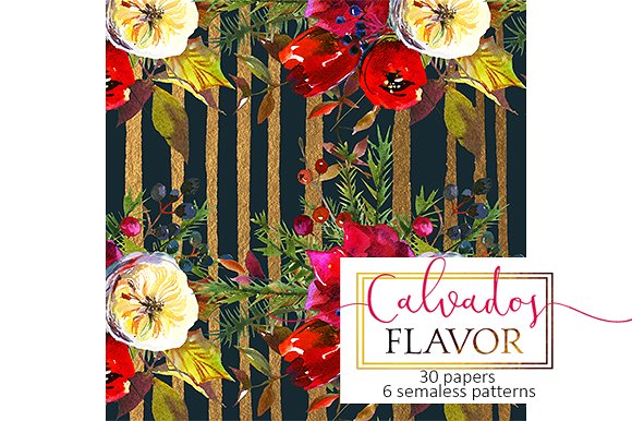圣诞花饰纸张图案纹理素材 Christmas floral paper pattern pack插图(16)