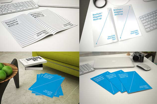 A4杂志宣传册印刷品样机 Brochure Mockups – 14 poses插图(3)