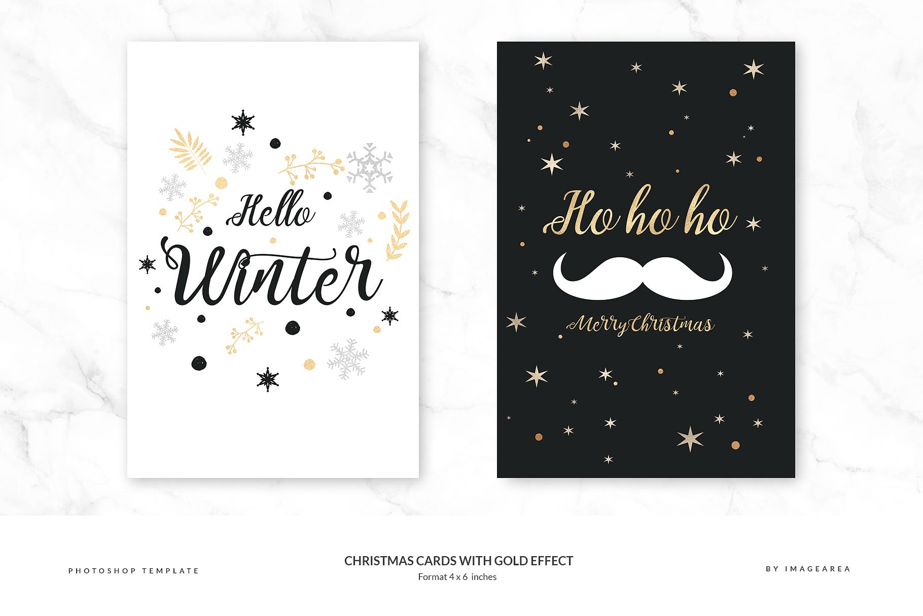 金箔装饰圣诞节主题贺卡模板 Christmas Cards with Gold Effect插图(2)