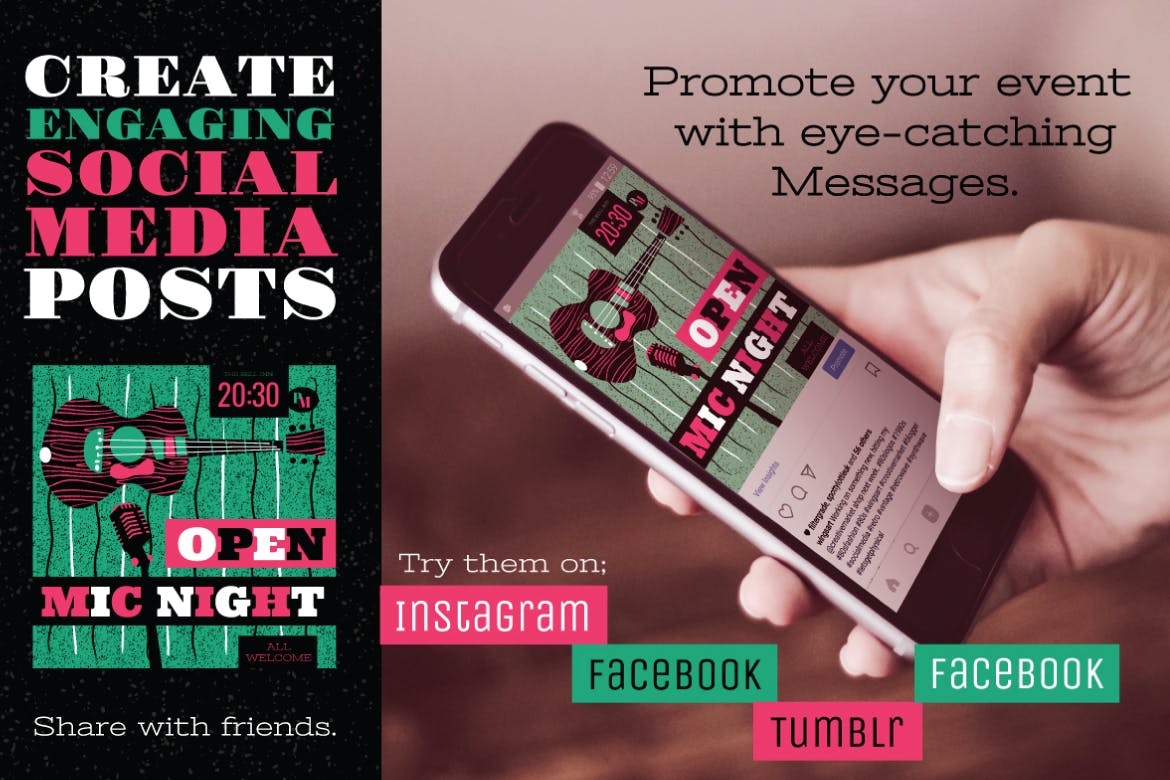 好莱坞经典音乐剧/老式爵士乐矢量插画&海报设计模板 Musical Illustrations and Poster Templates插图(6)