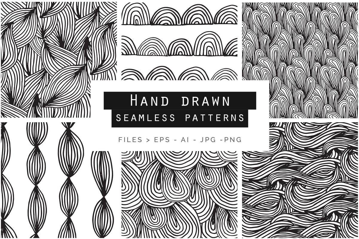 手绘涂鸦印花设计图案 Hand Drawn Doodle Patterns插图