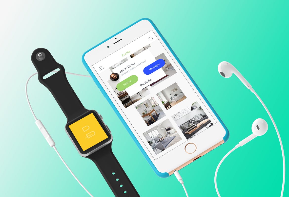 社交APP用户中心界面设计SKETCH模板 B Profile – Sketch Ui插图(1)