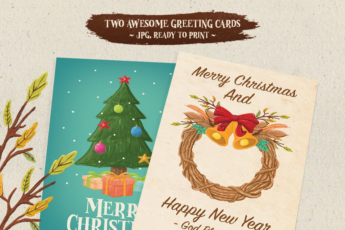 圣诞气氛装饰手绘矢量图案设计素材 Christmas Vibes插图(1)