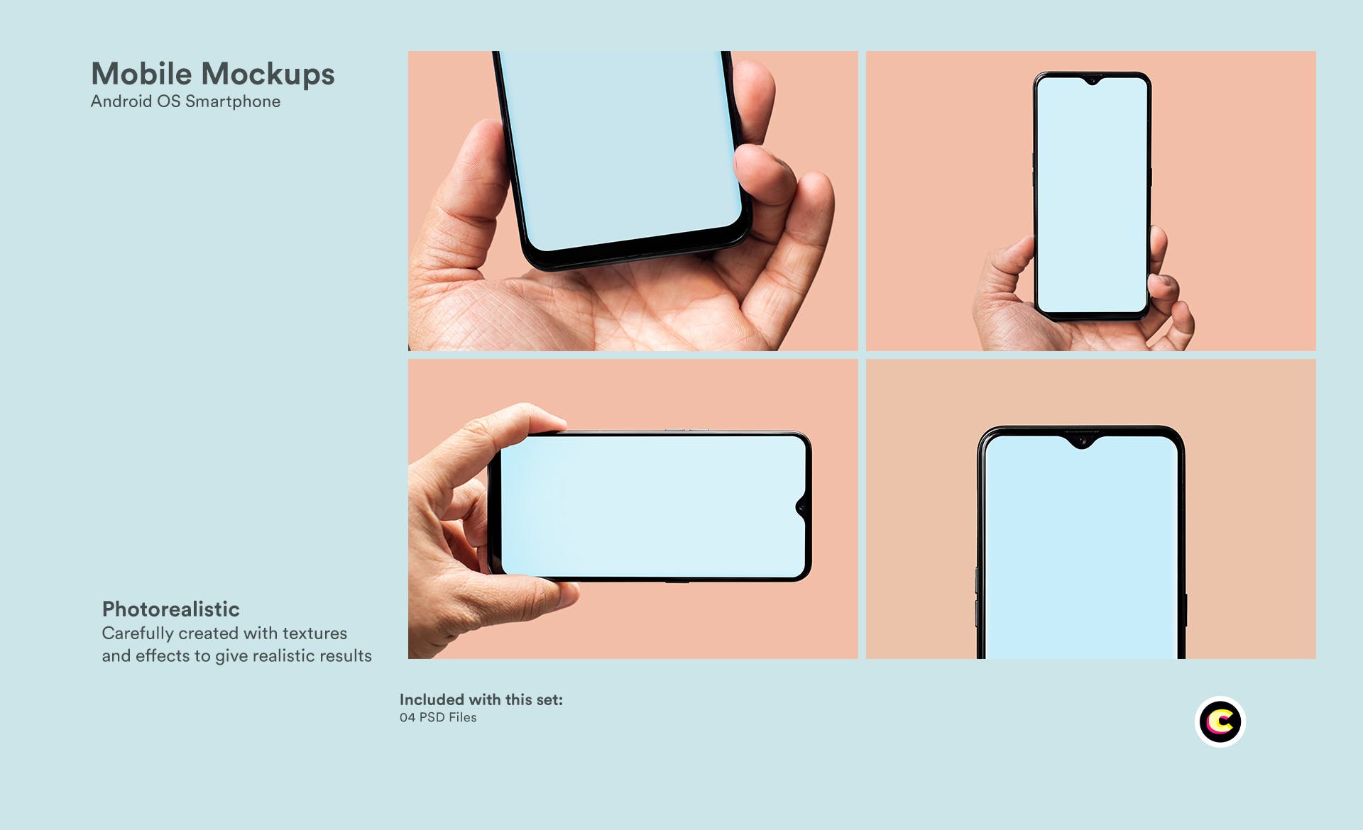 滴水屏智能手机屏幕预览样机模板 Mobile Mockups插图(1)