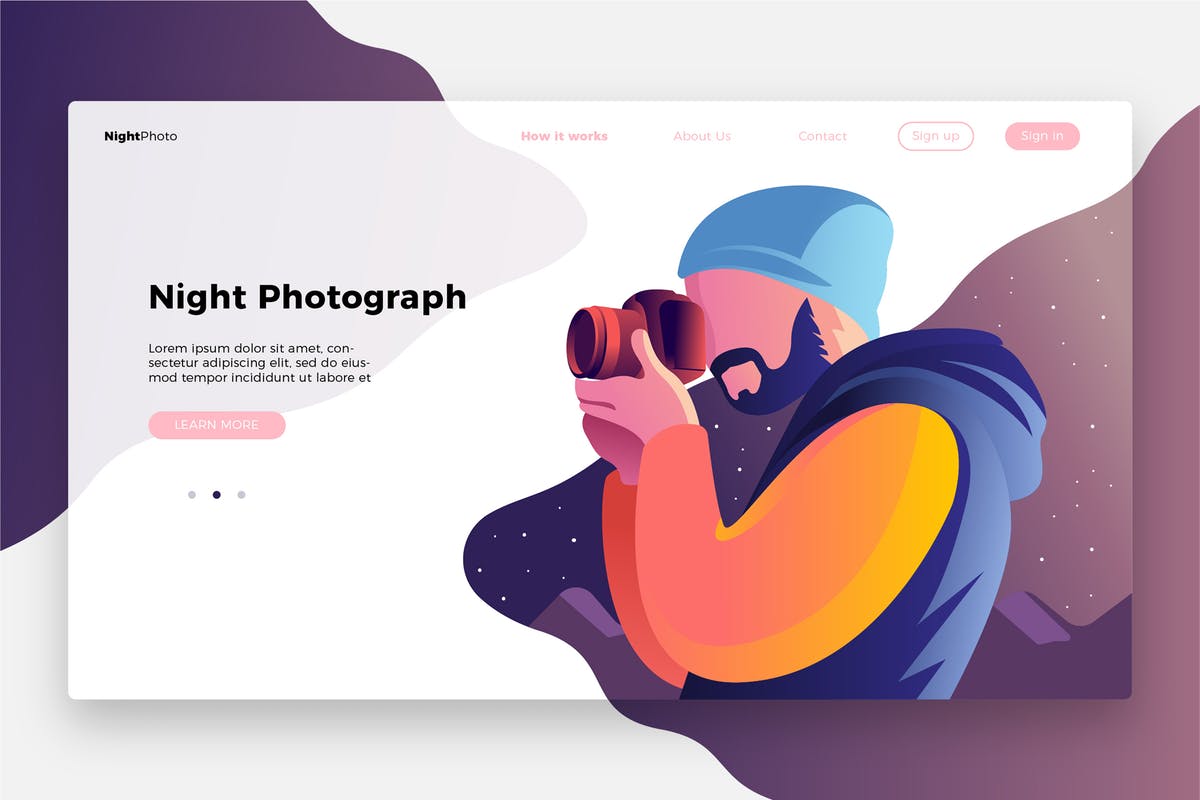 摄影师作品网站Banner&着陆页模板 Photography Night-Banner & Landing Page插图
