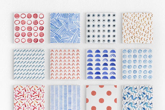 抽象水彩视觉矢量图案 Watercolor Vision Vector Patterns插图(1)