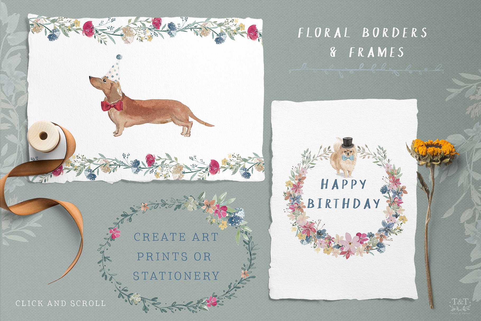 水彩手绘小狗素材集 Dog Graphic Set – Muddy Paws [1.1GB]插图(3)