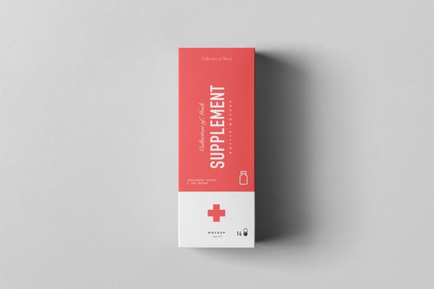 药物保健品瓶子&盒子样机模板v1 Supplement Bottle & Box Mock-up 1插图(9)