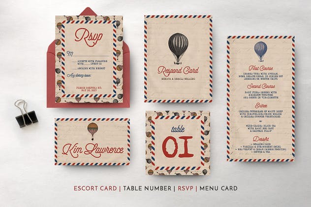 复古旅行婚礼请柬邀请函套装模板 Vintage Travel Wedding Suite插图(7)