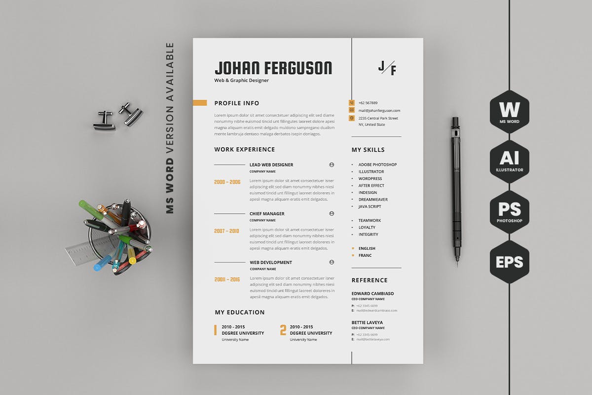 网站&平面设计师应聘简历模板 CV Resume插图