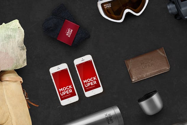 运动户外野外求生品牌场景样机模板 Travel Brutal Branding Mockup插图(1)