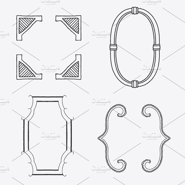 手绘装饰框矢量图形 Hand Made Vector Frames Pack 1插图(2)