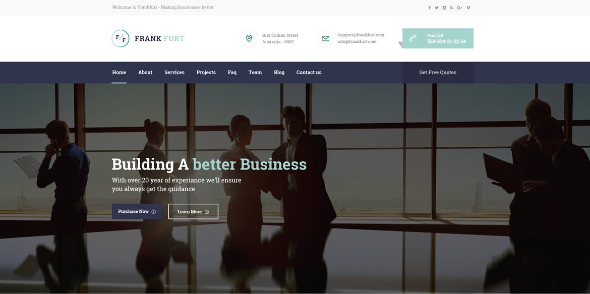 金融/保险/房地产/医疗多行业适用网站设计PSD模板 FrankFurt : Single Professional PSD Template插图(1)