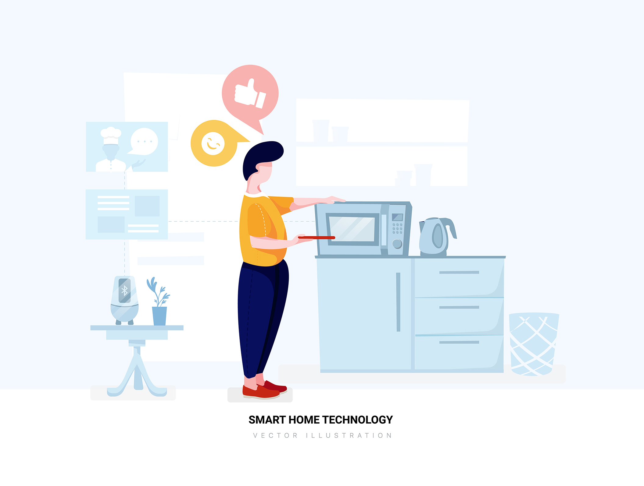 素材库下午茶：智能家居技术场景矢量网站设计插画素材插图(4)