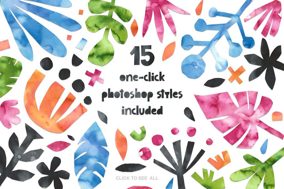 400+剪纸花卉元素 426 Cutout Floral Elements: PNG, EPS插图(4)