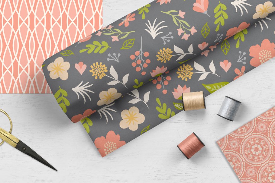 古典花卉&几何图案纹理 Vintage Floral & Geometric Patterns插图(8)