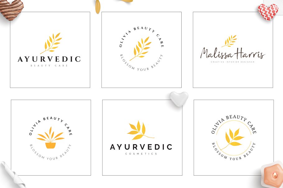 70款优雅花卉装饰标志设计模板素材 70 Elegant Floral Logo Pack插图(8)