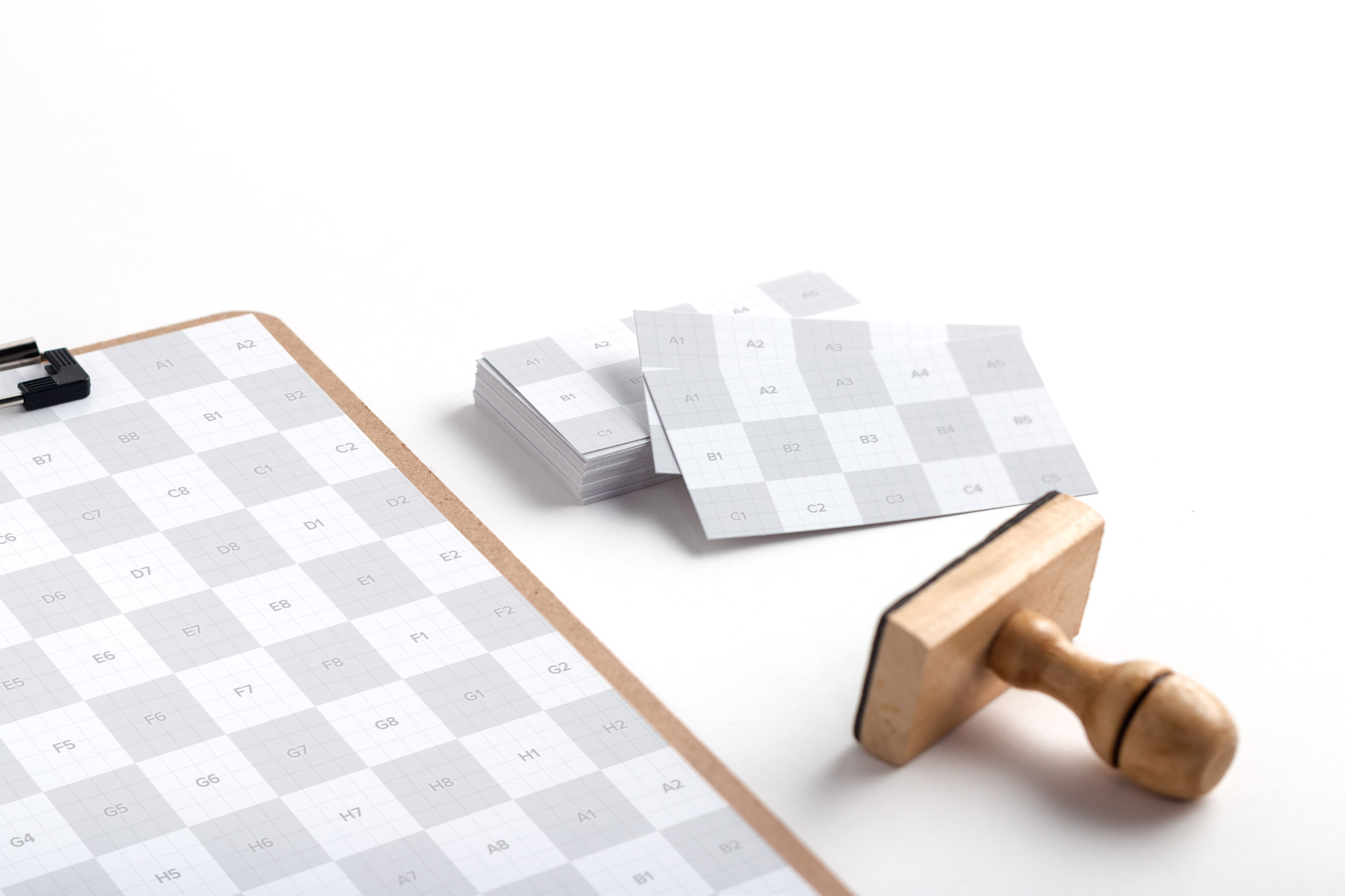 A4尺寸剪贴板和企业名片设计预览样机02 A4 Clipboard and Business Cards Mockup 02插图(1)