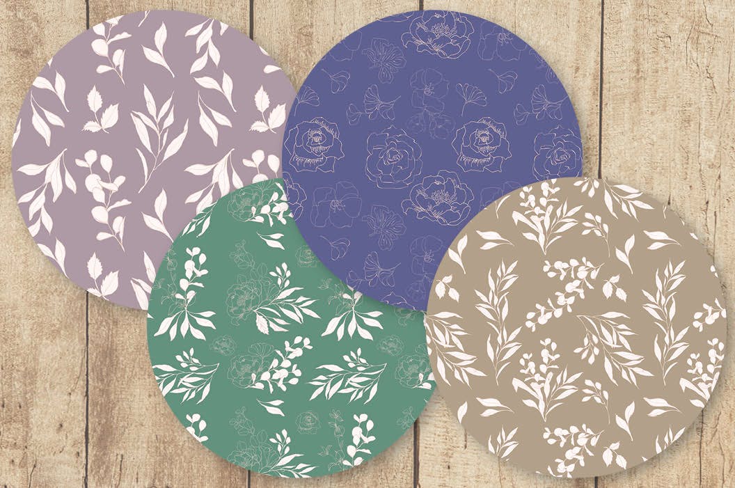 腮红色水彩手绘叶子图案剪贴画PNG素材 Blush Foliage Clip Art Bundle插图(6)