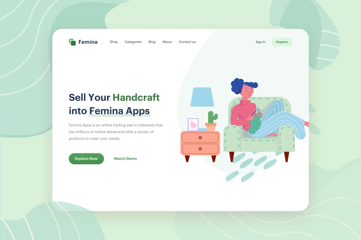 手工制作/传统工艺主题网站矢量插画素材 Handcrafted Illustration – Website Header插图(1)