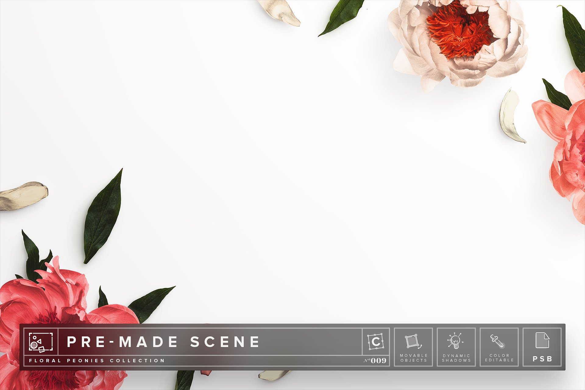 牡丹花花卉场景样机 Floral Peonies Mockup Scene #009插图