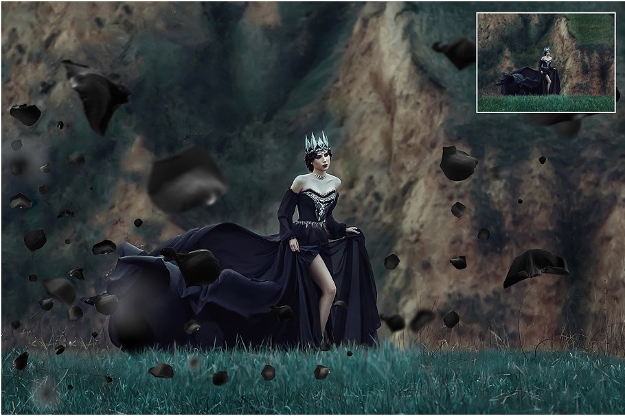 5K高清黑玫瑰元素叠层背景素材 5K Black Rose Petals Overlays插图(1)