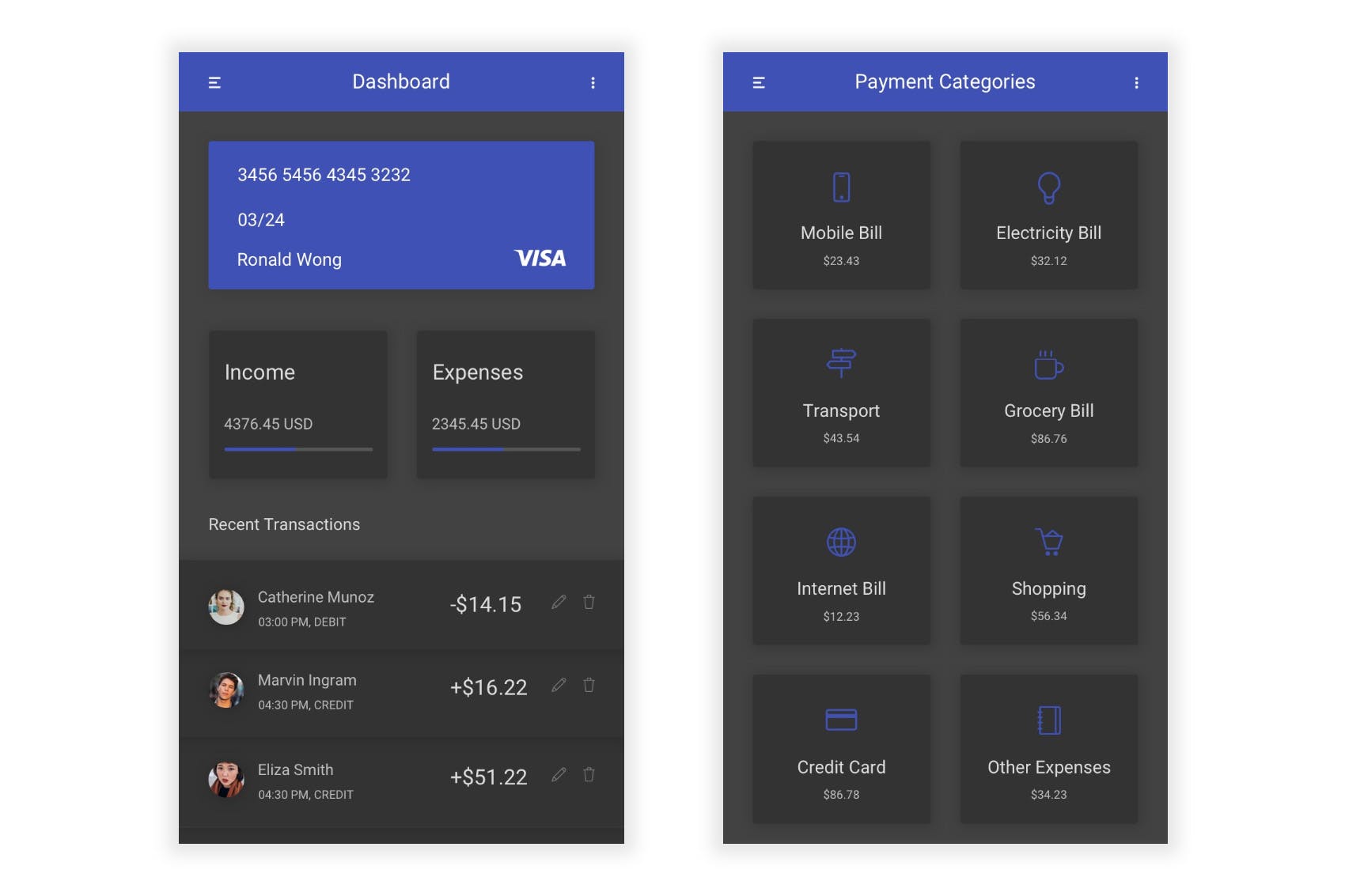网上银行金融APP应用UI用户交互界面设计PSD模板 Vitt – Banking & Finance Photoshop UI Kit插图(4)