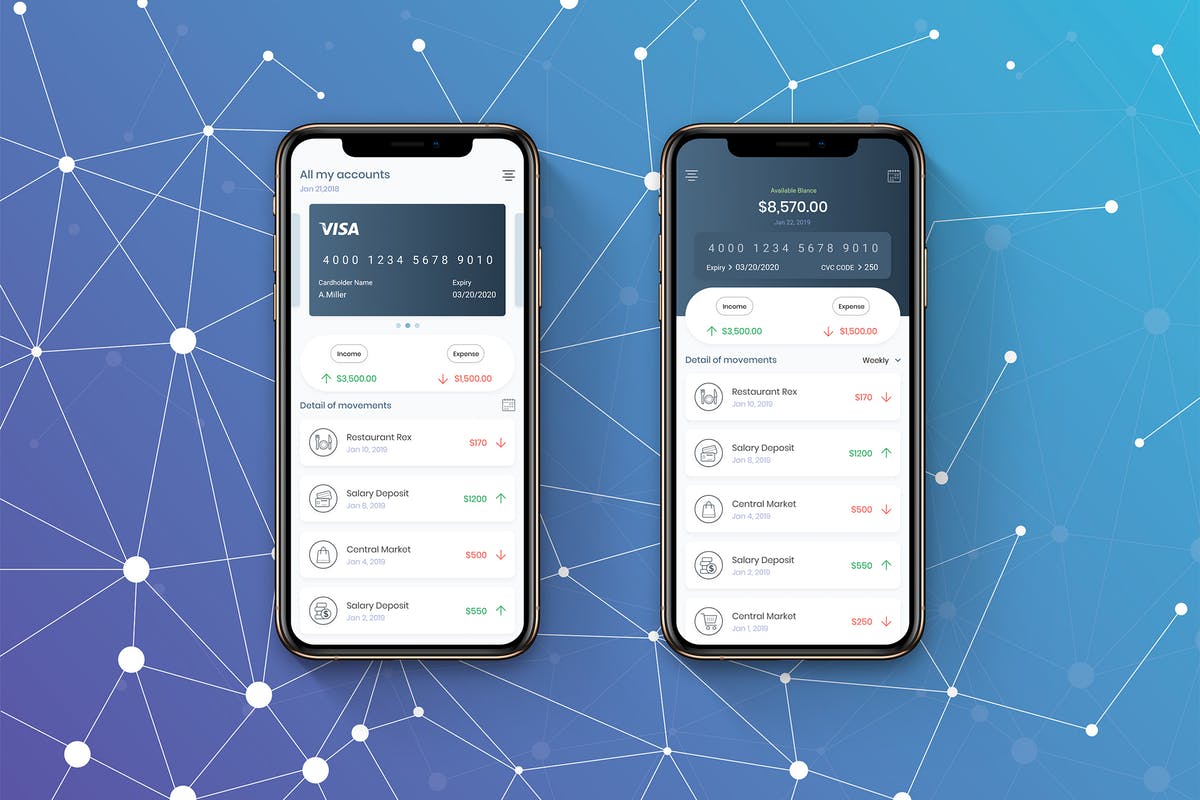 电子钱包交易记录界面APP应用UI设计 Mobile Bank Finance UI – H插图