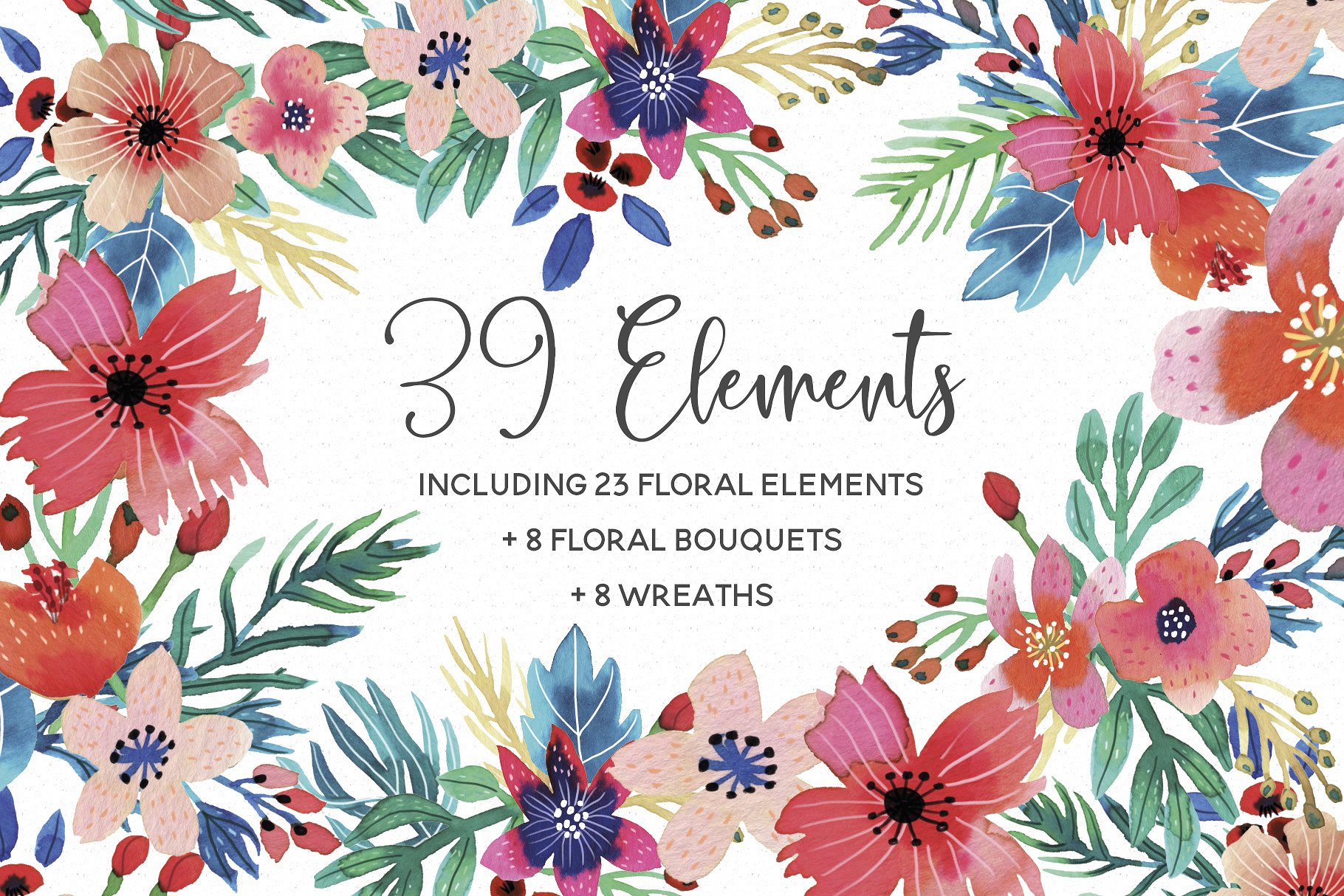 娇艳花卉水彩插画合集 Petite Flowers Watercolor Collection插图(1)