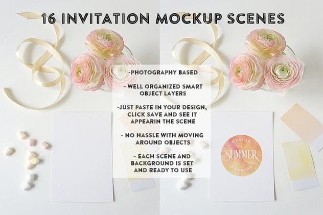 婚礼请帖/邀请函/贺卡样机 Invitation / Greeting card Mockup插图(1)