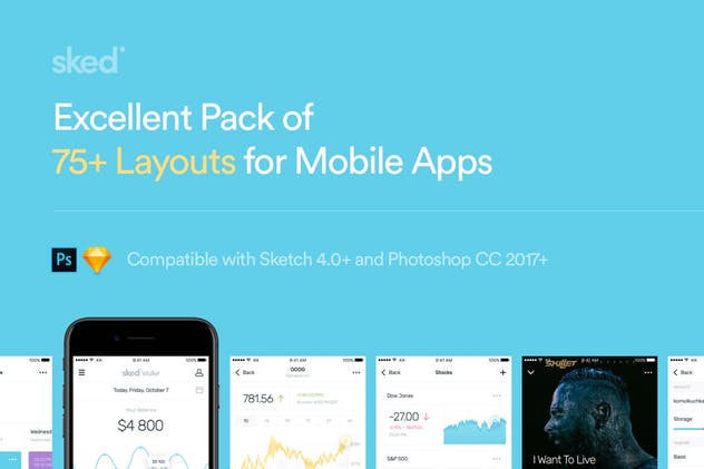 数据信息统计分析类应用设计UI套件 Sked Mobile UI Kit插图(1)