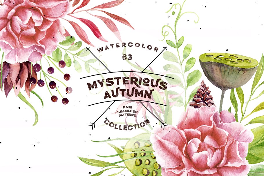 神秘秋天水彩剪贴画合集 Watercolor Mysterious Autumn插图(8)