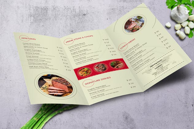 烧烤吧烤肉美食菜单PSD设计模板 Meat Atelier Menu Bundle (A4 + US Letter)插图(2)